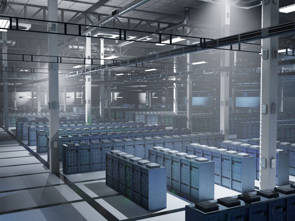 Low light data center running advanced AI models neural network processes